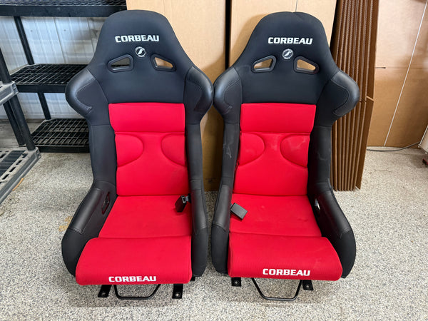 2015-2023 Ford Mustang Corbeau FX1 Pro Racing Seats Seat Brackets Black/Red